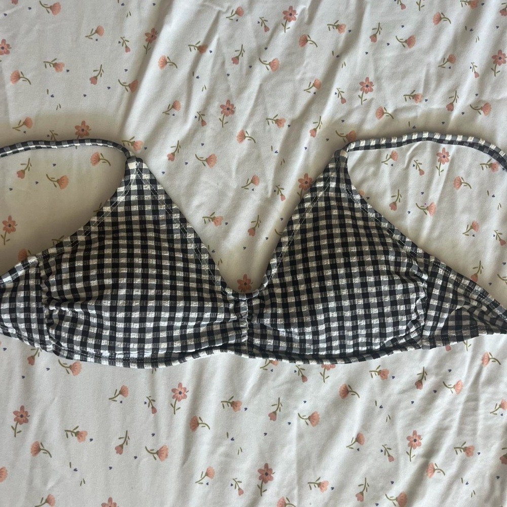 Xhilaration Black & White Gingham Bikini Top